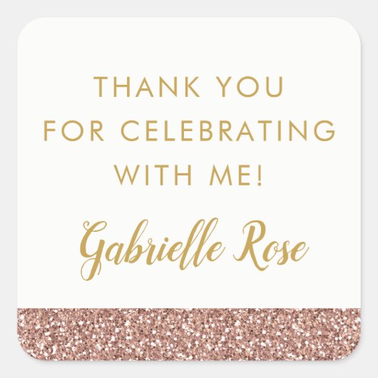 Roze Gouden Glitter Favor Label Sticker (Voorkant)