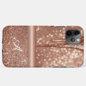 💖 Roze Gouden Glitter Flow Aangepaste Naam Glitte Case-Mate iPhone Case (Achterkant (horizontaal))
