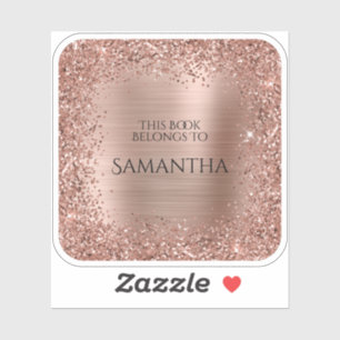 Roze Gouden Glitter Folie Dit Boek Is Van Vierkant Sticker