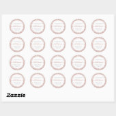Roze Gouden Glitter Frame Naam Dank U Bruiloft Fee Ronde Sticker (Vel)