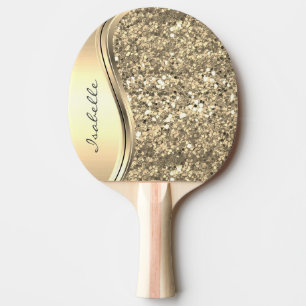 Roze Gouden Glitter Glam Bling Gepersonaliseerd Me Tafeltennisbatje