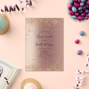 Roze Gouden Glitter Glam Bling Quinceanera Verjaar Acryl Uitnodigingen