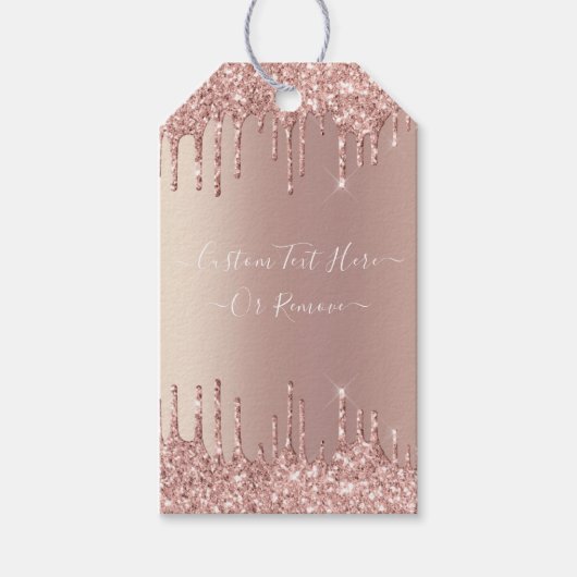 Roze Gouden Glitter Glans Aangepaste Tekst Cadeaut Cadeaulabel (Voorkant)
