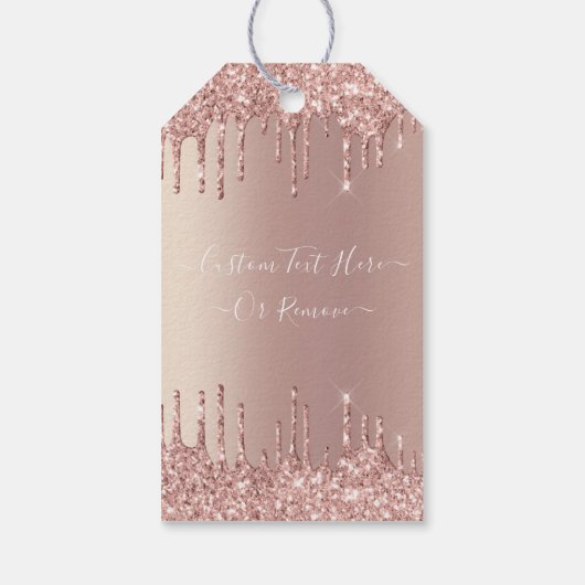 Roze Gouden Glitter Glans Aangepaste Tekst Cadeaut Cadeaulabel (Achterkant)