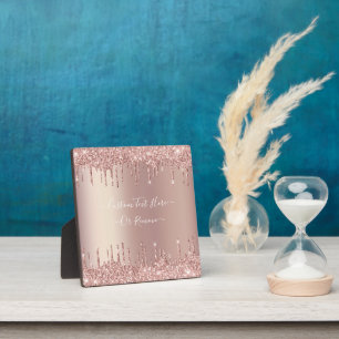 Roze Gouden Glitter Glanzende Plaquette Cadeau Aan Fotoplaat