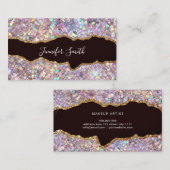 Roze Gouden Glitter Goud Agaat Modern Elegant Visitekaartje (Voorkant / Achterkant)