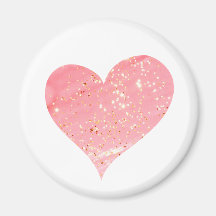 Roze & Gouden Glitter Hartmagneet