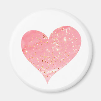 Roze & Gouden Glitter Hartmagneet Magneet