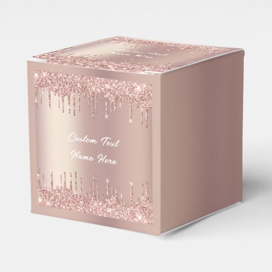 Roze Gouden Glitter Huidige Tekst Cadeau- of Favor Bedankdoosjes (Voorkant Zijde)