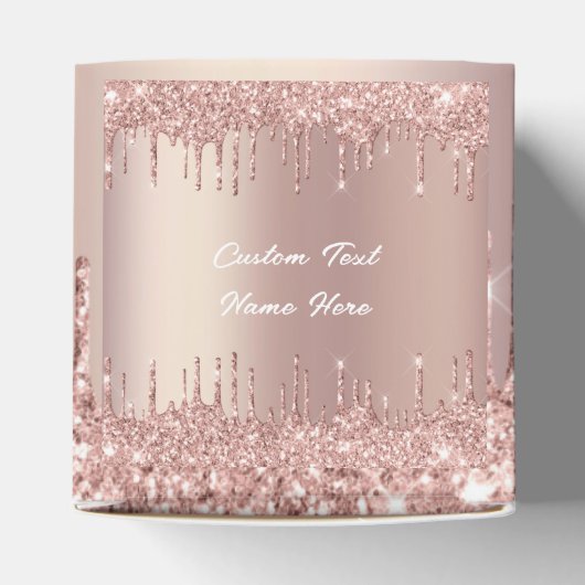 Roze Gouden Glitter Huidige Tekst Cadeau- of Favor Bedankdoosjes (Bovenkant)
