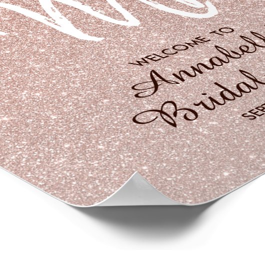 Roze Gouden Glitter Juffrouw Mevrouw Bruidsdouche Poster (Hoek)
