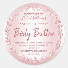 Roze Gouden Glitter Krans Body Butter Labels