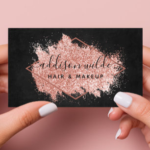 Roze Gouden Glitter Kwaststreek Zwarte Geometrisch Visitekaartje