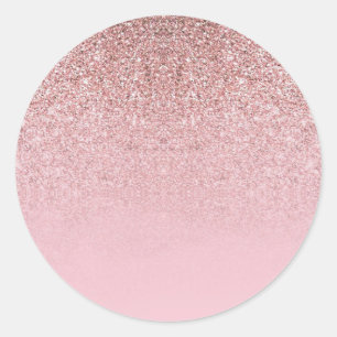 Roze Gouden Glitter Lege Sjabloon Voeg Uw Tekst To Ronde Sticker