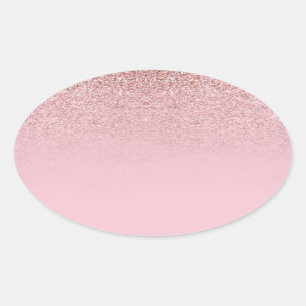 Roze Gouden Glitter Lege Template Modern Elegant Ovale Sticker