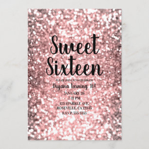 Roze Gouden Glitter Lichtjes Glitterend Zoete 16 Kaart