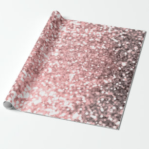 Roze Gouden Glitter Lichtjes Meisjes Glitterig Cadeaupapier