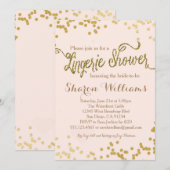Roze & Gouden Glitter Lingerie Douche Uitnodiging (Voorkant / Achterkant)