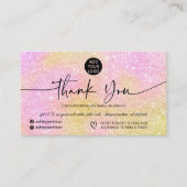 Roze gouden glitter logo orde dank u visitekaartje (Voorkant)