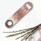 Roze Gouden Glitter Look Drips Monogram Metaal Speed Flessenopener