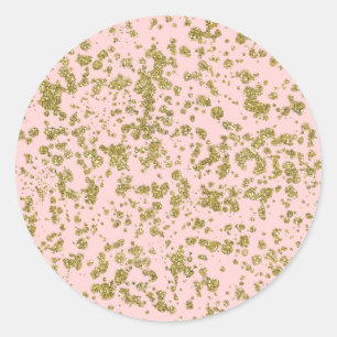 Roze & Gouden Glitter Look Glam Moderne Spatten Ronde Sticker
