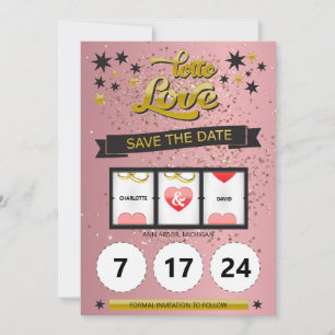 Roze Gouden Glitter Lotto Liefde Bewaar de Datum Save The Date