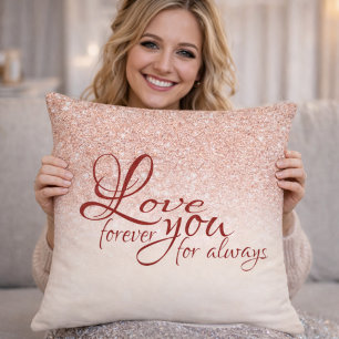 Roze Gouden Glitter Love You Forever Worpkussen Kussen