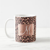 Roze Gouden Glitter Luipaard Monogram Pret Koffiemok (Links)
