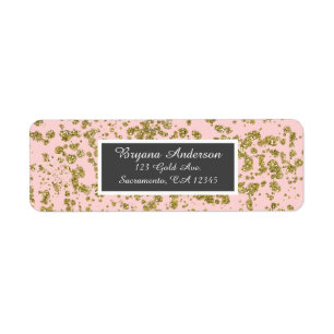 Roze & Gouden Glitter Meisjesachtige Glam Moderne Etiket