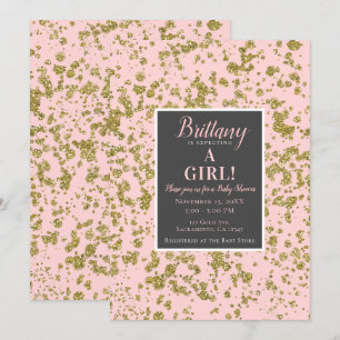 Roze & Gouden Glitter Meisjesachtige Glam Moderne Kaart