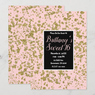 Roze & Gouden Glitter Meisjesachtige Glam Moderne Kaart