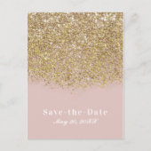 Roze & Gouden Glitter Moderne Glam Redding de Datu Aankondigingskaart (Voorkant)