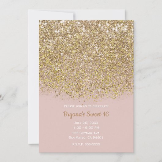Roze & Gouden Glitter Moderne Trendy Glam Chic Fee Kaart (Voorkant)