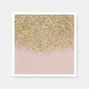 Roze & Gouden Glitter Moderne Trendy Glam Chic Fee Servet