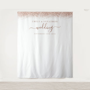 Roze Gouden Glitter Namen Huwelijksfotobackground Wandkleed