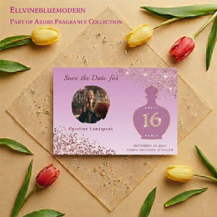 Roze Gouden Glitter Parijs Geur Studio Sweet 16 Save The Date