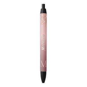 Roze Gouden Glitter Pen Persoonlijke Naam en Lette