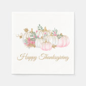 Roze Gouden Glitter Pompoen Bloemige Thanksgiving Servet (Voorkant)
