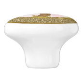 Roze & Gouden Glitter Prinses Baby Meisje Keramische Knop (Zijkant)