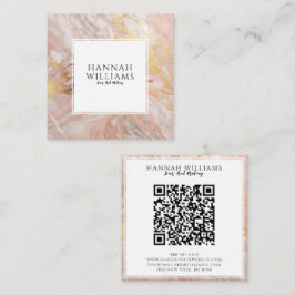 Roze & Gouden Glitter QR Code Kleurrijk Patroon Vierkante Visitekaartje