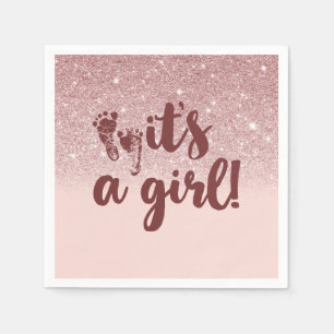 Roze Gouden Glitter Roze Het Is Een Meisje Baby Sh Servet
