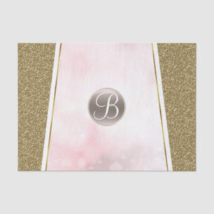 Roze Gouden Glitter Schitter Glam Monogram Initiaa Tissuepapier