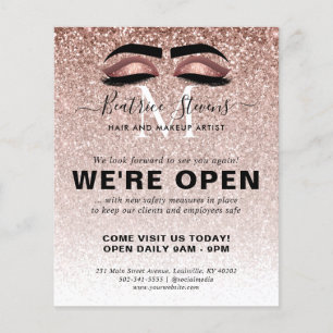 Roze Gouden Glitter Schoonheidssalon Wimpers We Zi Flyer