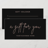 Roze Gouden Glitter Schrift Zakelijke Cadeaubon (Voorkant / Achterkant)