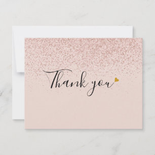 Roze Gouden Glitter Script Bedanktkaart voor Zakel Bedankkaart