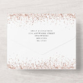 Roze Gouden Glitter Script Trouwfeest All In One Uitnodiging (Achterkant)