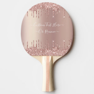 Roze Gouden Glitter Tafeltennisbat met Eigen Tekst