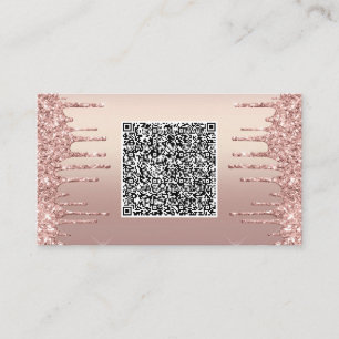 Roze Gouden Glitter Visitekaartjes met QR-code