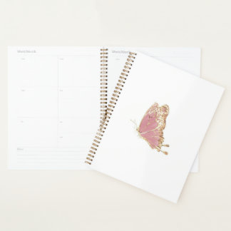 Roze Gouden Glitter Vlinder Esthetische Planner