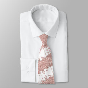 Roze Gouden Glitter Witte Herenstrik Stropdas